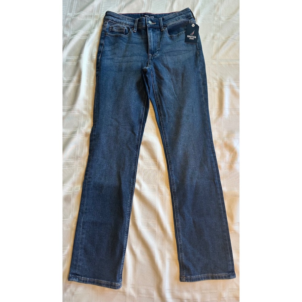 Nautica Jeans Co Women 2 Blue Straight Leg Stretch Denim N51K2523 Dark Wash